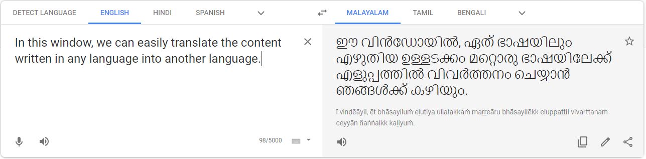 google transliteration malayalam